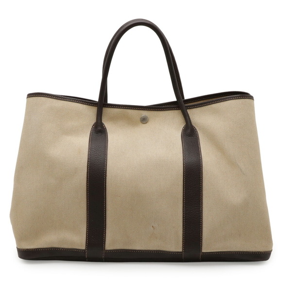 HERMES Handbags - HERMES Garden MM Tote Bag, Handbag, Shoulder Tote, Toile H Leather, Beige, Da...